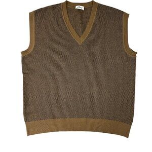 Brioni Wool Cashmere Sweater Vest Men's Sz 52 Brown V-Neck Made in Italy *Hole*
